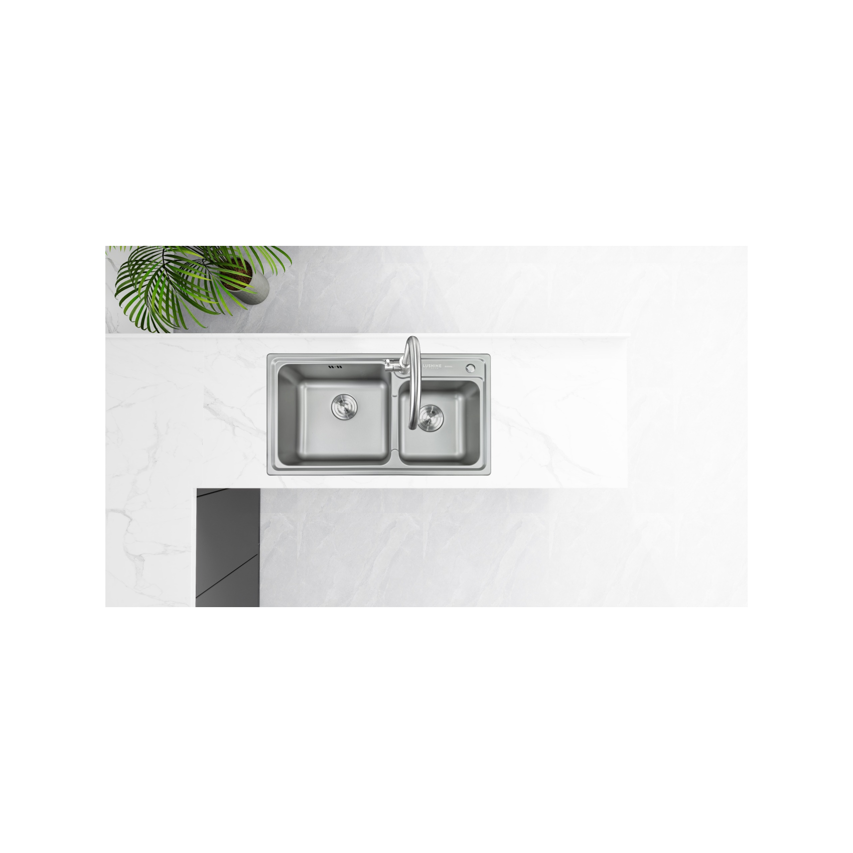 Bộ chậu rửa chén inox 304 LUSHINE D005 - Ảnh 3